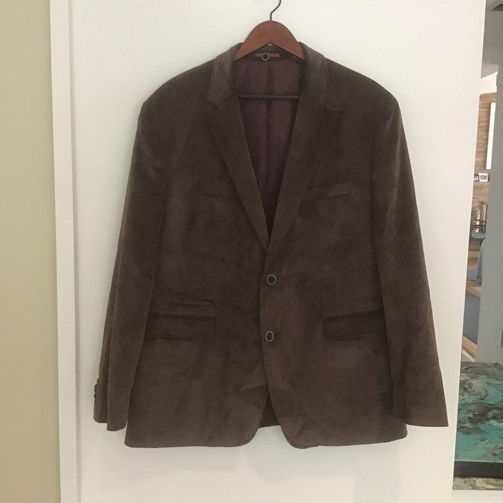 Johnston‎ & Murphy XL Brown Corduroy Bibbed Blazer Elbow Patches 2 Button Jacket